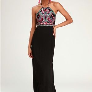 Lulus Little Beach Black Embroidered Maxi Dress